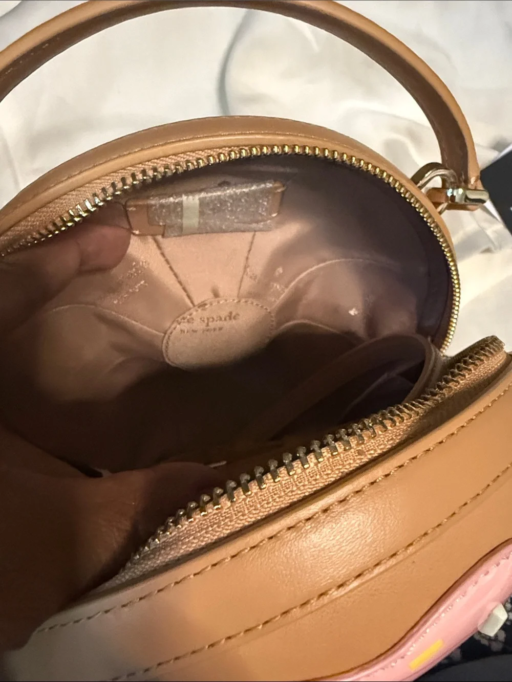 kate spade Pink Donut Crossbody Bag with Tan Trim